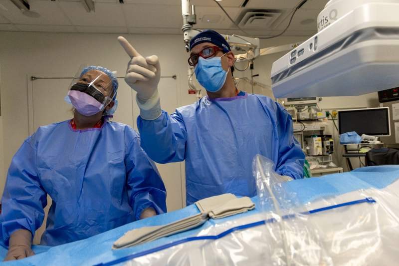 Dr. Fischman in the interventional radiology suite at Mount Sinai